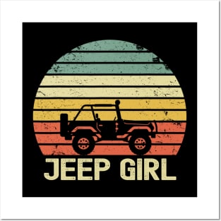 Jeep Girl Vintage Jeep Retro Jeep Sunset Jeep Jeep Women Posters and Art